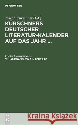 1949. Nachtrag No Contributor   9783112640050 de Gruyter