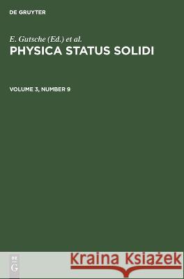 Physica status solidi E Gutsche, K Müller, P Görlich, No Contributor 9783112641330 De Gruyter