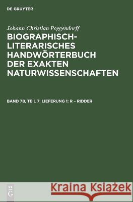 Lieferung 1: R - Ridder Lebrecht Weichsel, No Contributor 9783112646359 De Gruyter