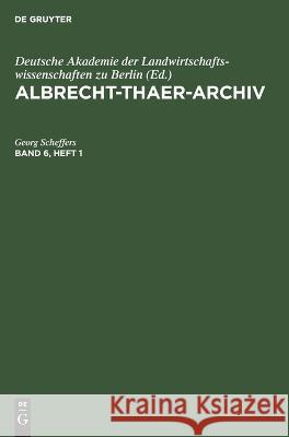 Albrecht-Thaer-Archiv No Contributor   9783112656891 de Gruyter