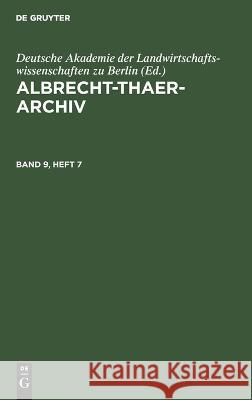 Albrecht-Thaer-Archiv No Contributor   9783112657690 de Gruyter