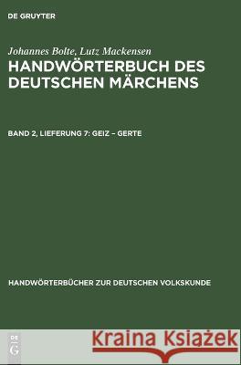 Geiz - Gerte Johannes Bolte, Lutz Mackensen, No Contributor 9783112677216