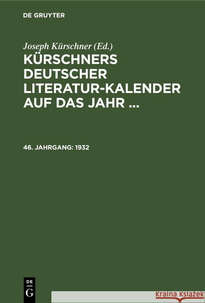 1932  9783112679395 De Gruyter (JL)