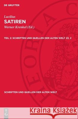 Satiren, Teil 2 Gaius Lucilius 9783112700402 de Gruyter