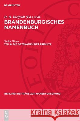 Die Ortsnamen der Prignitz Sophie Wauer 9783112708842 De Gruyter (JL)