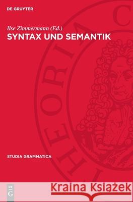 Syntax Und Semantik Ilse Zimmermann 9783112712009