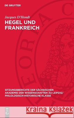 Hegel Und Frankreich Jacques D'Hondt 9783112712702