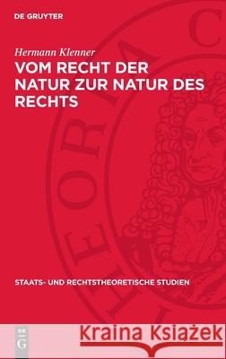 Vom Recht Der Natur Zur Natur Des Rechts Hermann Klenner 9783112713846