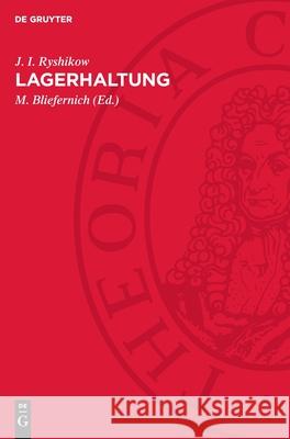 Lagerhaltung J. I. Ryshikow M. Bliefernich 9783112718209 de Gruyter