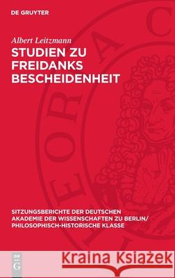 Studien Zu Freidanks Bescheidenheit Albert Leitzmann 9783112726822