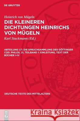 Teilband 1: Einleitung, Text der Bücher I–IV  9783112737965 De Gruyter (JL)