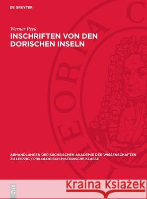 Inschriften von den Dorischen Inseln Werner Peek 9783112742822