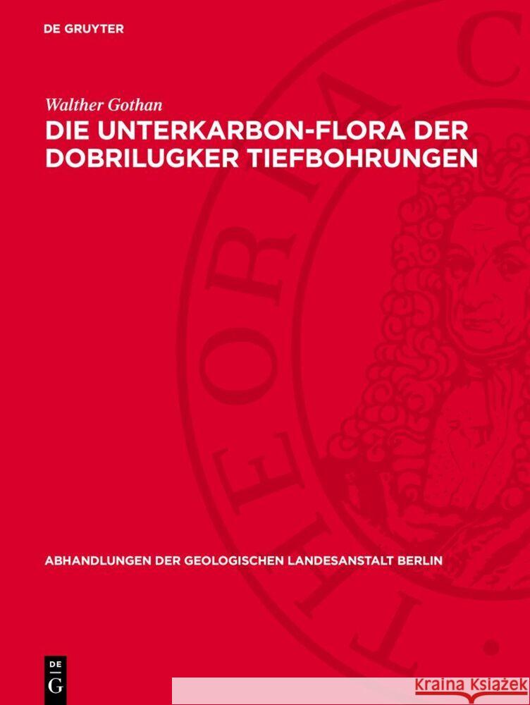 Die Unterkarbon-Flora der Dobrilugker Tiefbohrungen Walther Gothan 9783112764923 De Gruyter (JL)