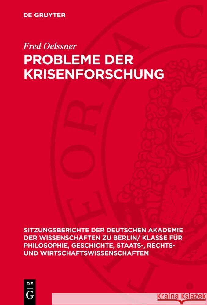 Probleme der Krisenforschung Fred Oelssner 9783112775264