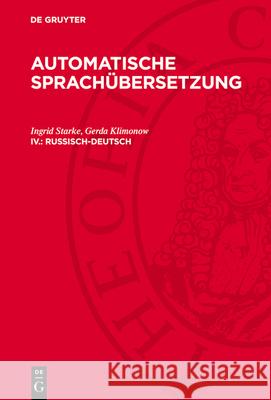 Russisch-Deutsch: Avasp-B, Teil 4 Ingrid Starke Gerda Klimonow 9783112787267 de Gruyter
