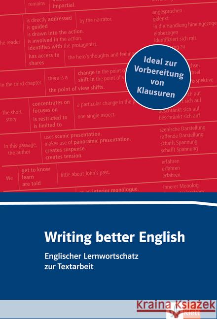 Writing better English : Englischer Wortschatz zur Textarbeit (A2-B2) Wurm, Christoph; Giese, Rolf; Schröder, Eckhard 9783125195615