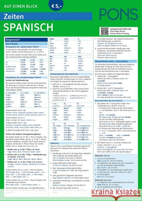 PONS Zeiten auf einen Blick Spanisch  9783125628298 PONS
