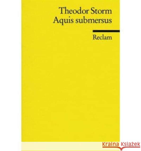 Aquis submersus : Novelle Storm, Theodor   9783150060148 Reclam, Ditzingen