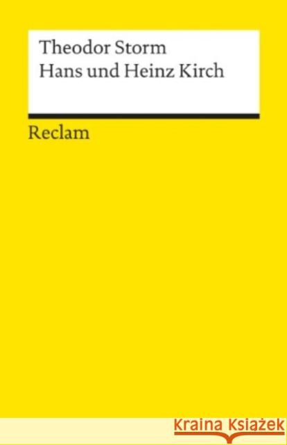 Hans und Heinz Kirch : Novelle Storm, Theodor   9783150060353 Reclam, Ditzingen