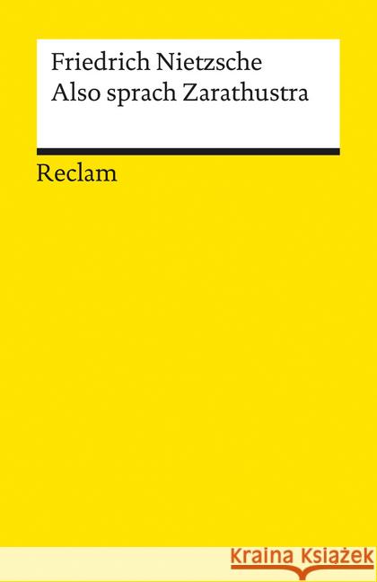 Also sprach Zarathustra : Ein Buch für alle und keinen Nietzsche, Friedrich   9783150071113 Reclam, Ditzingen