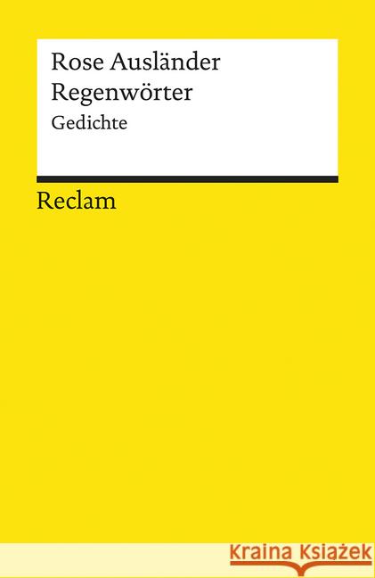 Regenwörter : Gedichte Ausländer, Rose Braun, Helmut  9783150089590 Reclam, Ditzingen