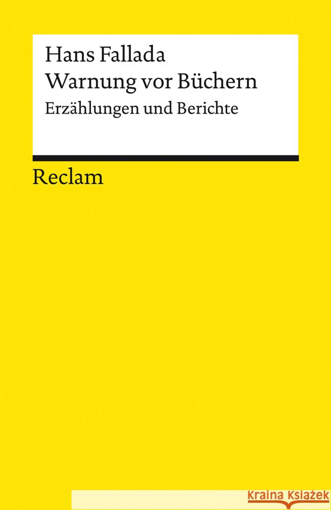 Warnung vor Büchern Fallada, Hans 9783150140819 Reclam, Ditzingen