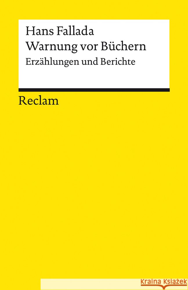 Warnung vor Büchern Fallada, Hans 9783150140819