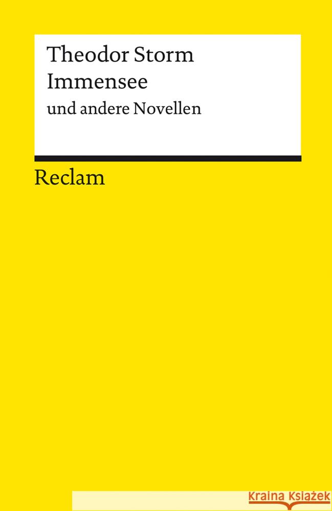 Immensee und andere Novellen Storm, Theodor 9783150143278 Reclam, Ditzingen