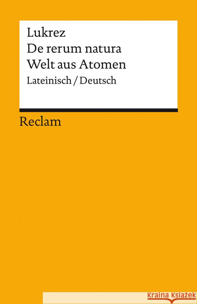 De rerum natura / Welt aus Atomen Lukrez 9783150144077