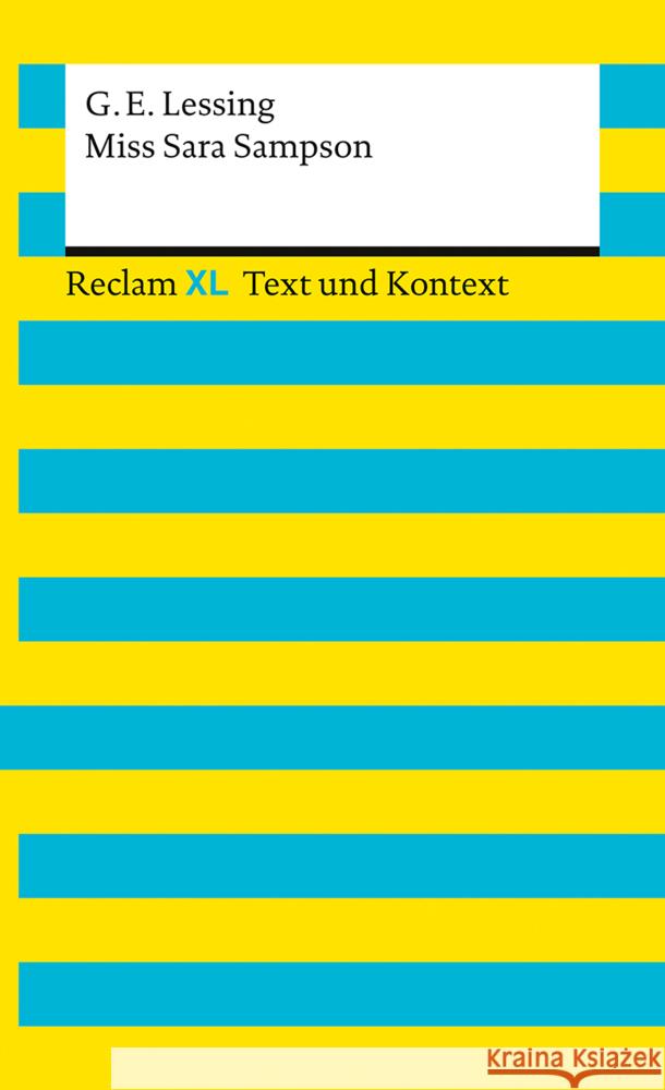 Miss Sara Sampson. Textausgabe mit Kommentar und Materialien Lessing, Gotthold Ephraim 9783150161630 Reclam, Ditzingen