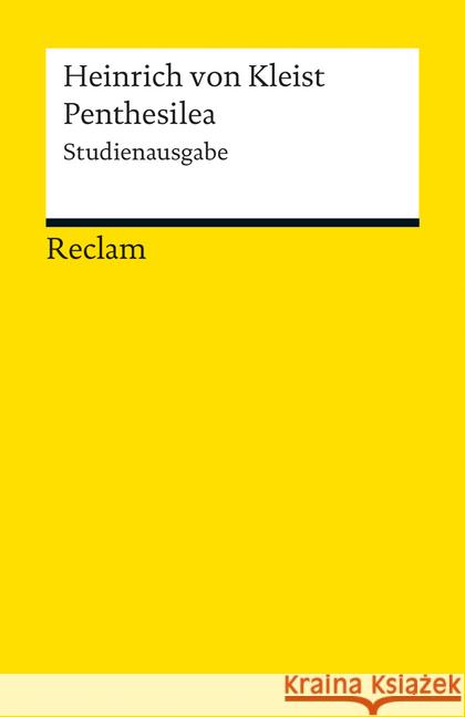 Penthesilea, Studienausgabe : Ein Trauerspiel Kleist, Heinrich von 9783150189689 Reclam, Ditzingen