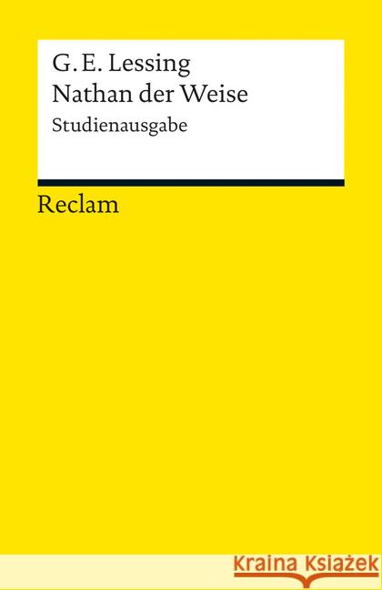 Nathan der Weise : Studienausgabe Lessing, Gotthold E. 9783150191422 Reclam, Ditzingen