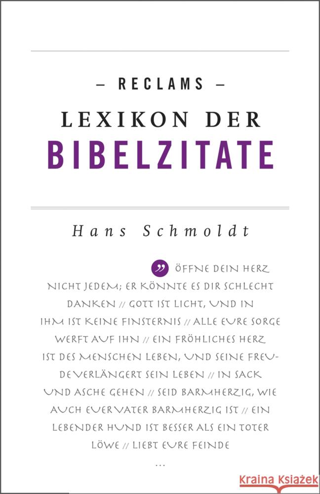 Reclams Lexikon der Bibelzitate Schmoldt, Hans 9783150191958