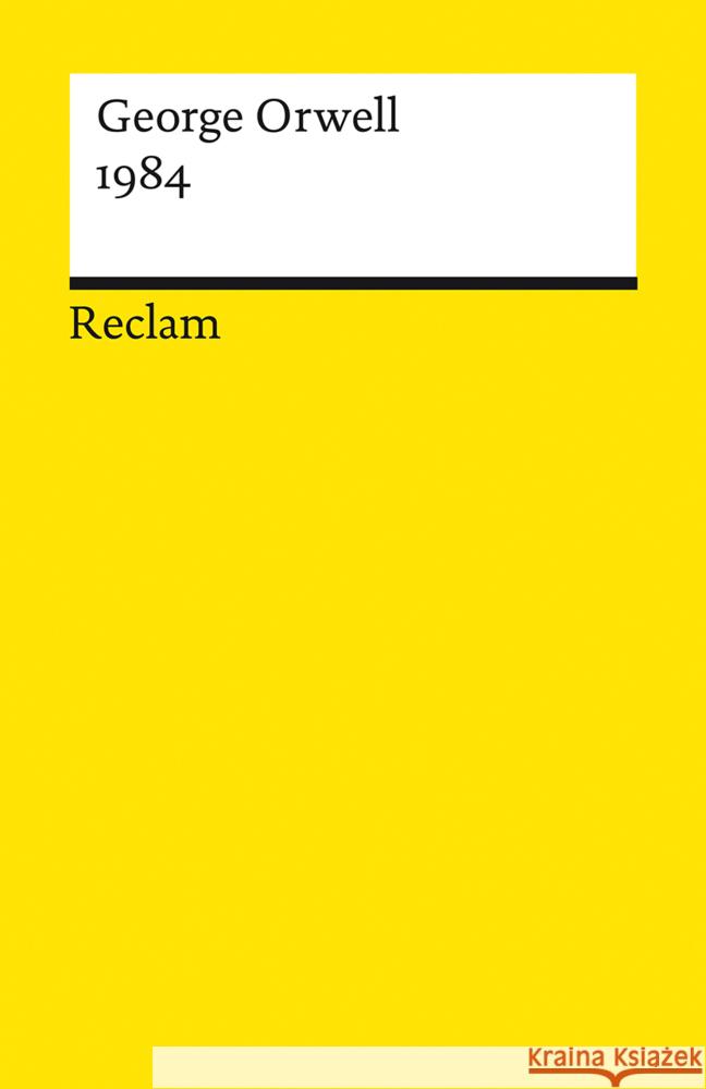 1984 Orwell, George 9783150196113 Reclam, Ditzingen