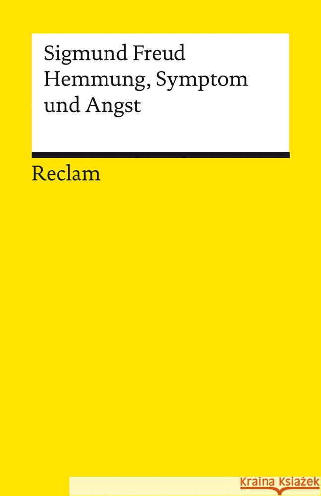 Hemmung, Symptom und Angst Freud, Sigmund 9783150196915 Reclam, Ditzingen