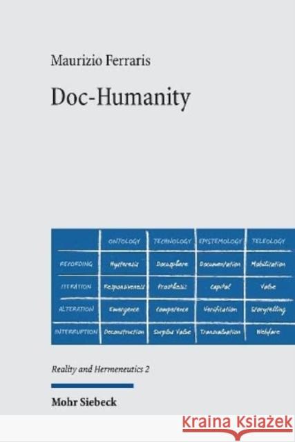 Doc-Humanity Maurizio Ferraris Sarah De Sanctis  9783161616662 JCB Mohr (Paul Siebeck)