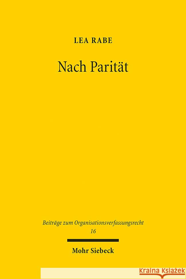 Nach Parität Rabe, Lea 9783161639395 Mohr Siebeck