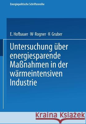 Untersuchung Über Energiesparende Maßnahmen in Der Wärmeintensiven Industrie Thalhammer, J. Christian 9783211817346 Springer