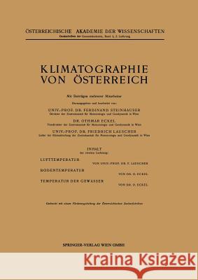 Klimatographie Von Österreich Steinhauser, F. 9783211862582