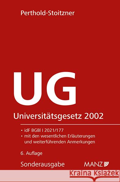Universitätsgesetz 2002 Perthold-Stoitzner, Bettina 9783214091873 Manz'sche Verlags- u. Universitätsbuchhandlun