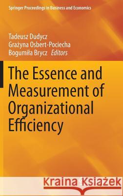 The Essence and Measurement of Organizational Efficiency Tadeusz Dudycz Gra Yna Osbert-Pociecha Bogumi a. Brycz 9783319211381 Springer