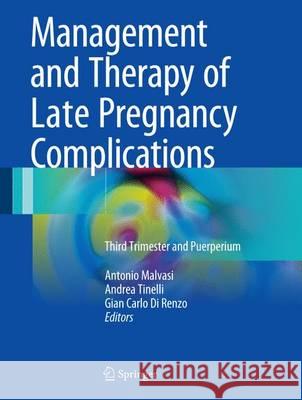 Management and Therapy of Late Pregnancy Complications: Third Trimester and Puerperium Malvasi, Antonio 9783319487304
