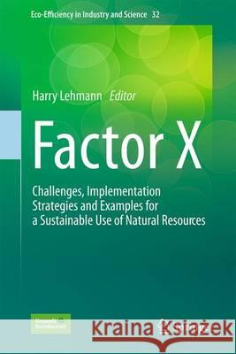 Factor X: Challenges, Implementation Strategies and Examples for a Sustainable Use of Natural Resources Lehmann, Harry 9783319500782