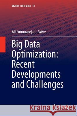 Big Data Optimization: Recent Developments and Challenges Ali Emrouznejad 9783319807652 Springer