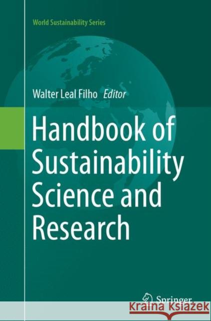 Handbook of Sustainability Science and Research Walter Lea 9783319874517 Springer