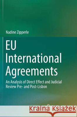 Eu International Agreements: An Analysis of Direct Effect and Judicial Review Pre- And Post-Lisbon Zipperle, Nadine 9783319877174 Springer