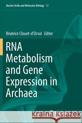 RNA Metabolism and Gene Expression in Archaea Beatrice Clouet-D'Orval 9783319881089 Springer