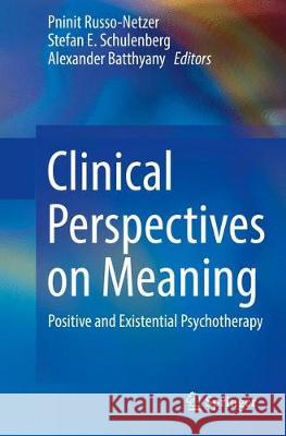 Clinical Perspectives on Meaning: Positive and Existential Psychotherapy Russo-Netzer, Pninit 9783319928876