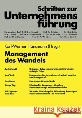 Management Des Wandels Karl-Werner Hansmann 9783322846495 Gabler Verlag