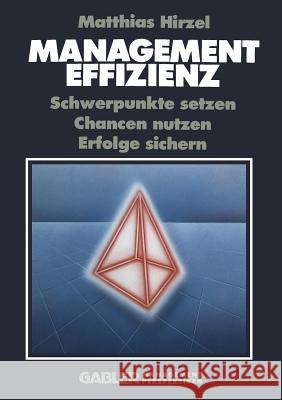 Management Effizienz: Schwerpunkte Setzen Chancen Nutzen Erfolge Sichern Hirzel, Matthias 9783322931672 Gabler Verlag